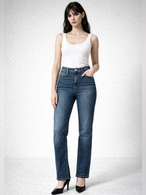 “The Vintage” High Rise Jeans 27 Petite Slim Straight Medium Wash
